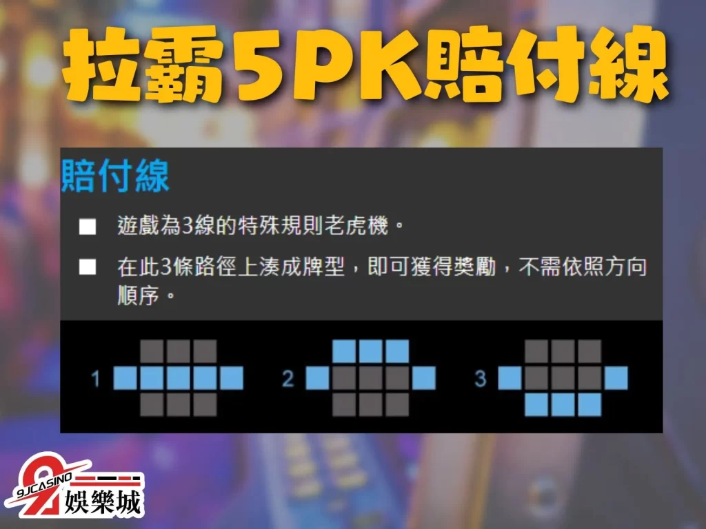 拉霸5PK玩法 拉霸5PK牌型 拉霸5PK賠付線