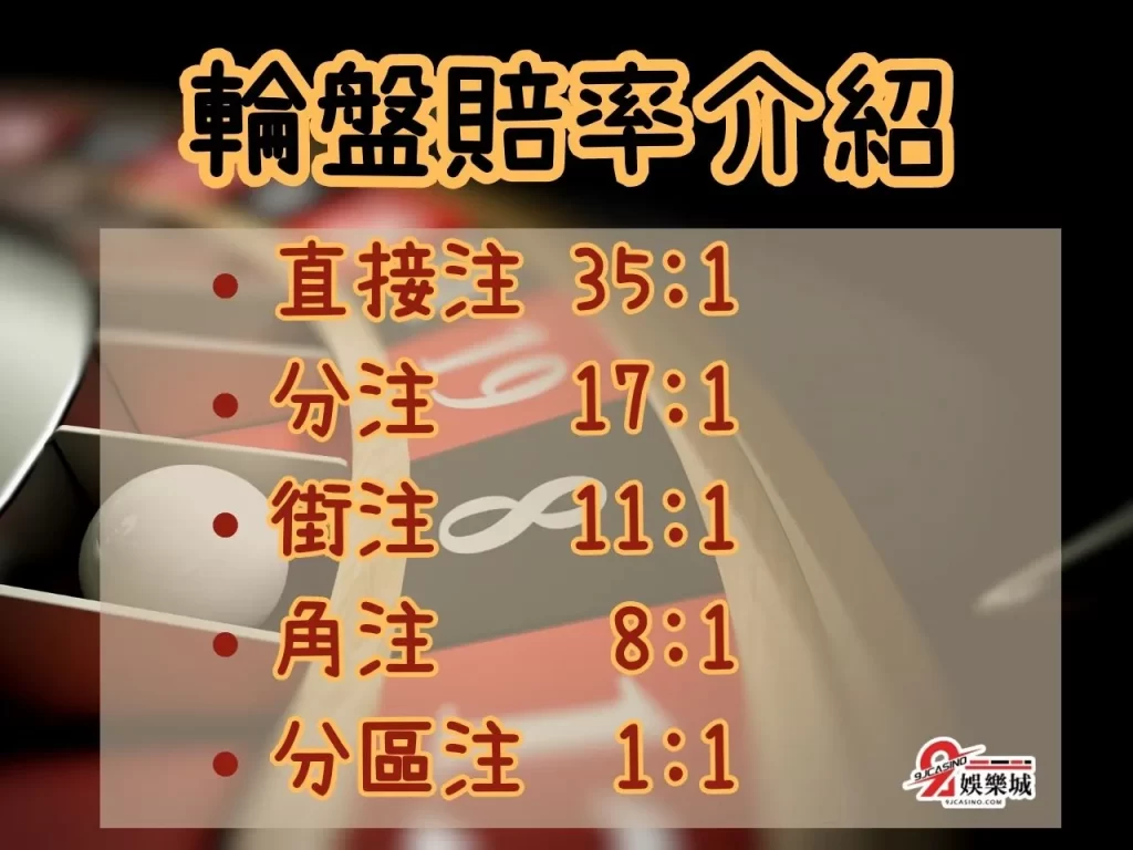 輪盤賠率介紹 輪盤機率 輪盤怎麼玩 輪盤下注